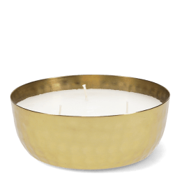 3-wick scented candle bowl - Gold tone hammered metal