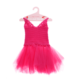 Crochet dress (3-4 years) - Bright pink