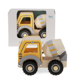 Wooden push along vehicle toy - Cement mixer (yellow)