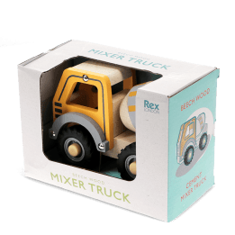 Wooden push along vehicle toy - Cement mixer (yellow)