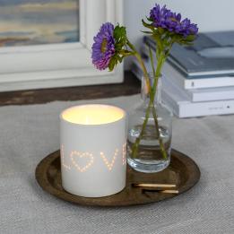 Glossy ceramic tealight holder - Love