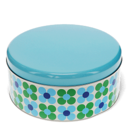 Cake storage tin - Blue and green Daisy