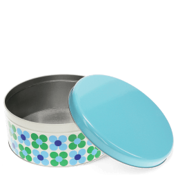 Cake storage tin - Blue and green Daisy