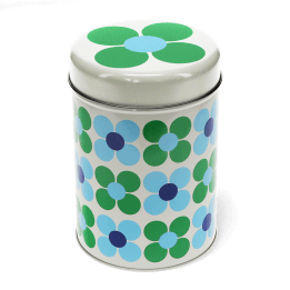 Canister storage tin - Blue and green Daisy