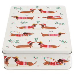 Mince pie storage tin - Festive Sausage Dog