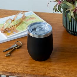 Rubber coated travel cup 350ml - Black