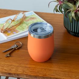 Rubber coated travel cup 350ml - Orange