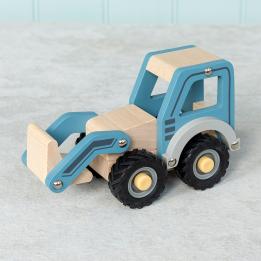 Wooden push along vehicle toy - Digger truck (blue)