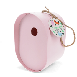 Oval bamboo fibre birdhouse - Pink