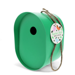 Oval bamboo fibre birdhouse - green