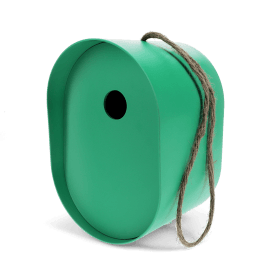 Oval bamboo fibre birdhouse - green