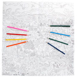 Large colouring poster with pencils - Baby Dinos