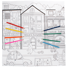 Large colouring poster with pencils - On Our Street