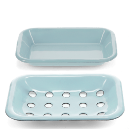 Two-part enamel soap dish - Blue