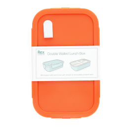 Double wall lunch box with divider - Orange