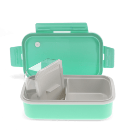 Double wall lunch box with divider - Aqua