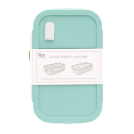 Double wall lunch box with divider - Pale blue