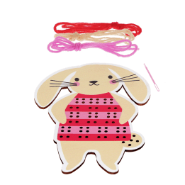 learn sew wooden hand stitch set bunny