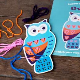 Learn to sew wooden hand-stitch set - Owl