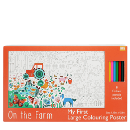 Large colouring poster with pencils - On the Farm