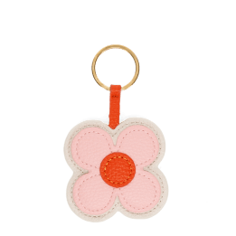 Faux leather keyring - Pink daisy