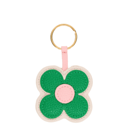 Faux leather keyring - Green daisy