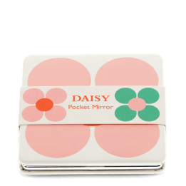 Square pocket mirror - Pink and green Daisy