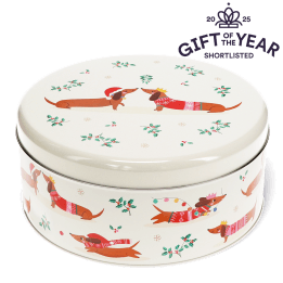 Cake storage tin - Festive Sausage Dog