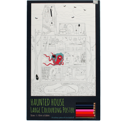 Large colouring poster with pencils - Haunted House