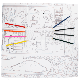 Large colouring poster with pencils - Haunted House