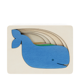 Wooden layered puzzle (5 pieces) - Whale