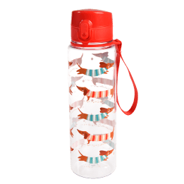 Drinks bottle with push button lid 700ml - Sausage Dog