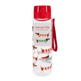 Drinks bottle with push button lid 700ml - Sausage Dog