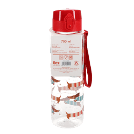 Drinks bottle with push button lid 700ml - Sausage Dog