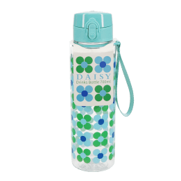 Drinks bottle with push button lid 700ml - Blue and green Daisy