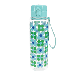 Drinks bottle with push button lid 700ml - Blue and green Daisy