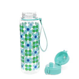 Drinks bottle with push button lid 700ml - Blue and green Daisy