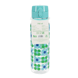 Drinks bottle with push button lid 700ml - Blue and green Daisy