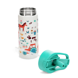 Stainless steel bottle with push button lid 500ml - Farmyard