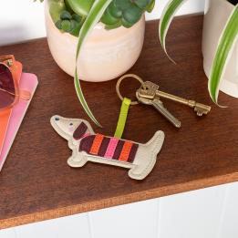 Faux leather keyring - Sausage dog