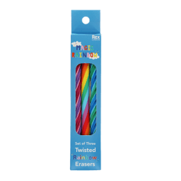 Twisted rainbow erasers (set of 3)