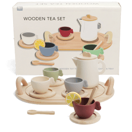 wooden toy tea playset