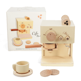 wooden toy coffee machine playset