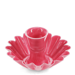 Enamel cupped flower candle holder - Vibrant pink