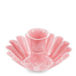 Enamel cupped flower candle holder - Dark pink