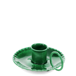 Enamel chamberstick candle holder - Dark green