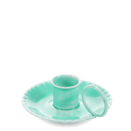 Enamel chamberstick candle holder - Aqua