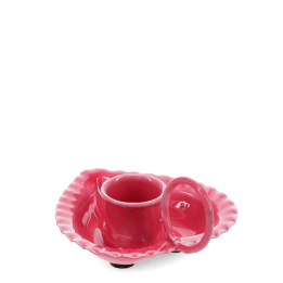 Enamel heart-shaped candle holder - Vibrant pink