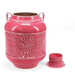 Enamel tealight lantern - Vibrant pink