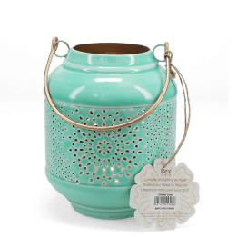 Enamel tealight lantern - aqua